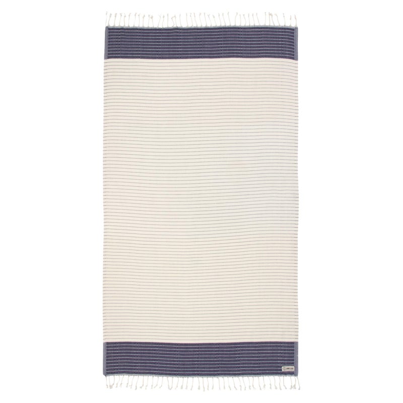 Sand Cloud Turkish Beach Towel - Sand Free - Fast Drying -100% Certified Organic Turkish Cotton Yarn - Great for Beach Bath or as a Blanket - As Seen on Shark Tank - Letoon (Navy) - Image 1